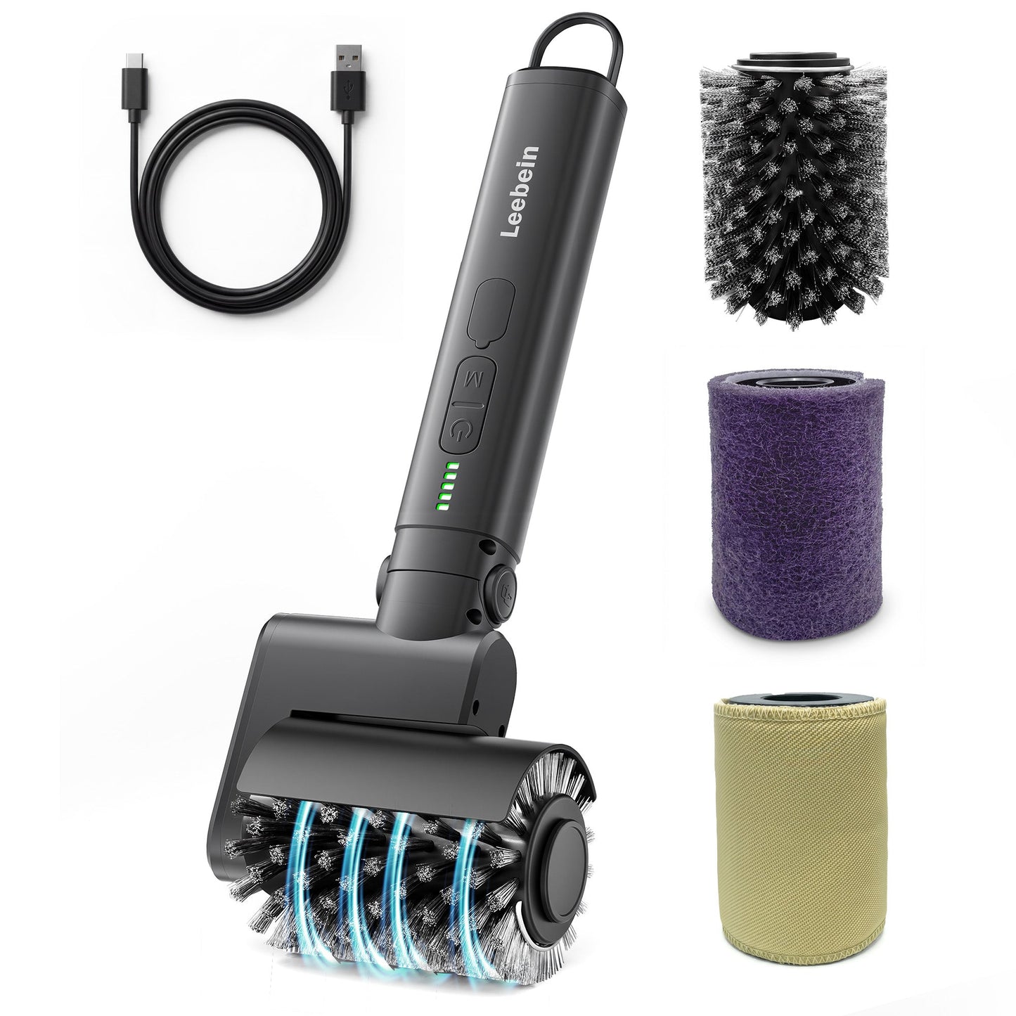 Electric Grill Brush for Outdoor, 2026 Upgraded BBQ Grill Cleaner with 3 Heads, 3-Speed & Angle Adjust Cordless Rotary Grill Brush, 150 Mins Runtime Grill Cleaning Brush for Barbecue Grates
