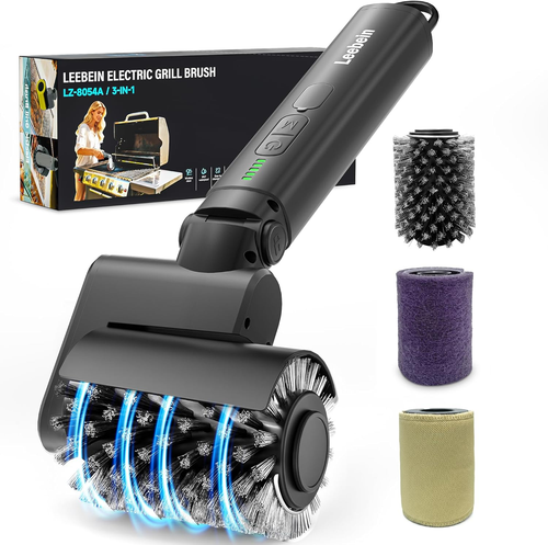 Electric Grill Brush for Outdoor, 2026 Upgraded BBQ Grill Cleaner with 3 Heads, 3-Speed & Angle Adjust Cordless Rotary Grill Brush, 150 Mins Runtime Grill Cleaning Brush for Barbecue Grates