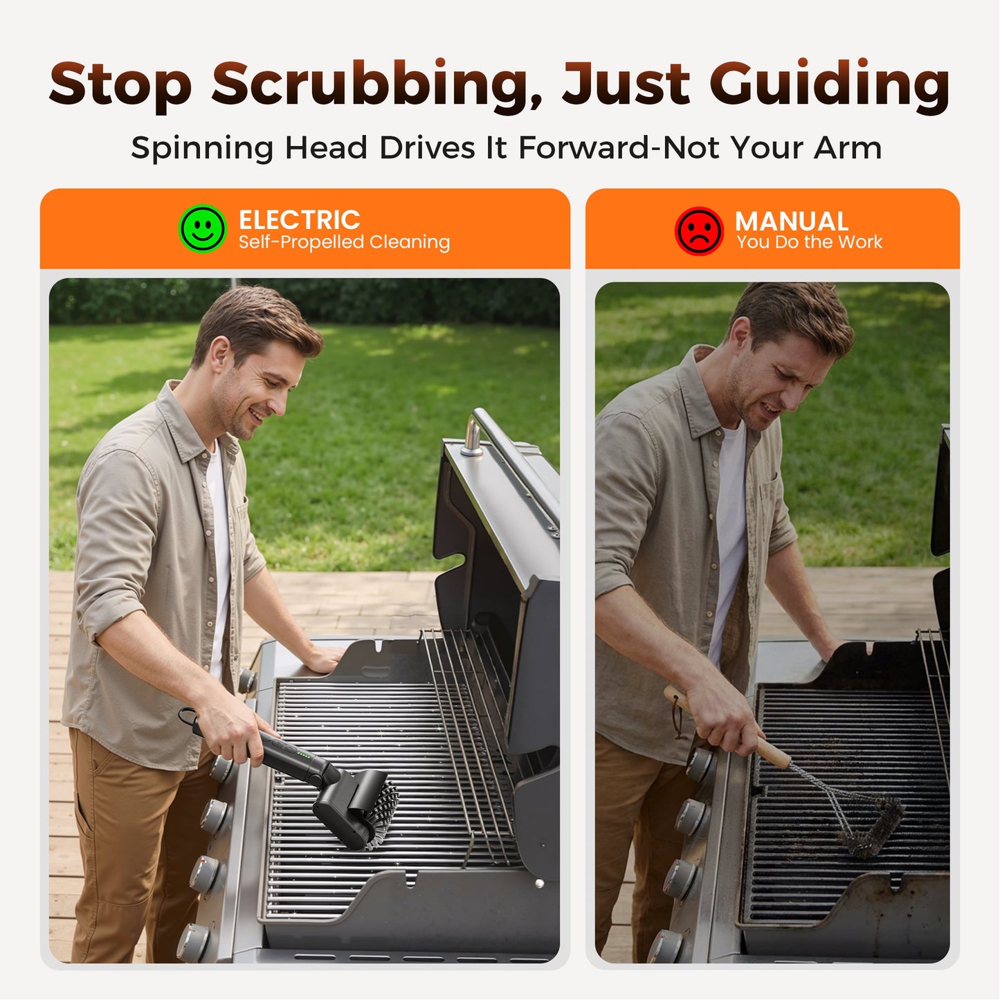 Electric Grill Brush for Outdoor, 2026 Upgraded BBQ Grill Cleaner with 3 Heads, 3-Speed & Angle Adjust Cordless Rotary Grill Brush, 150 Mins Runtime Grill Cleaning Brush for Barbecue Grates