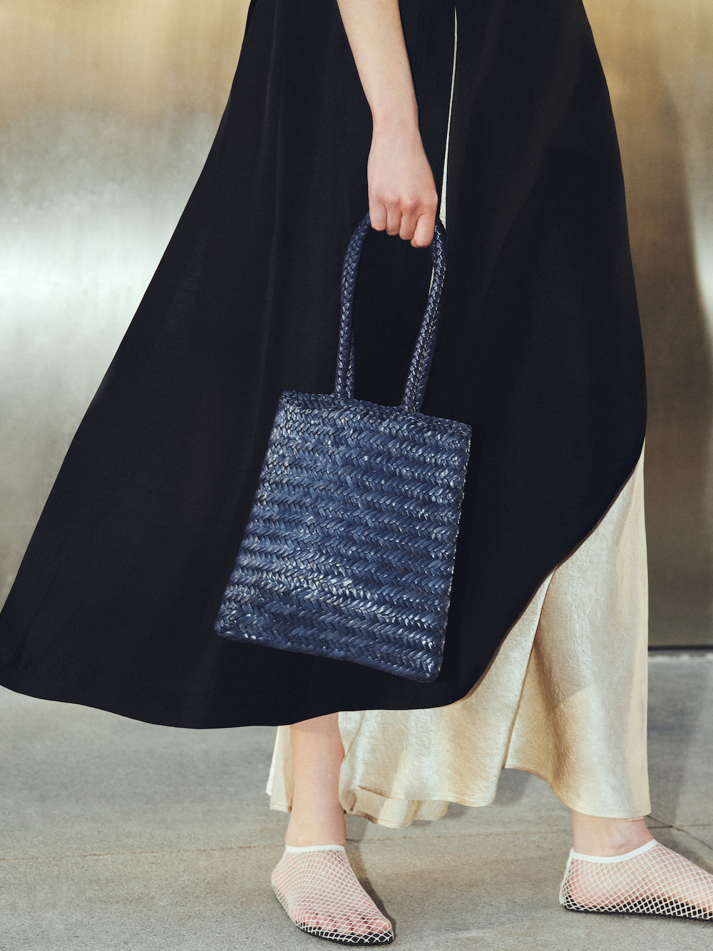 Flat Leather Basket Denim