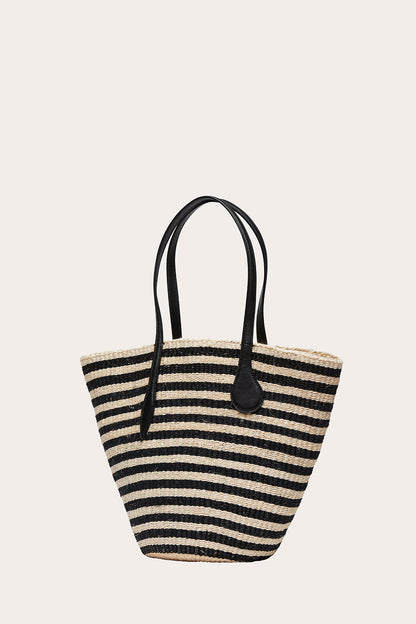 Straw Basket Black and Cream