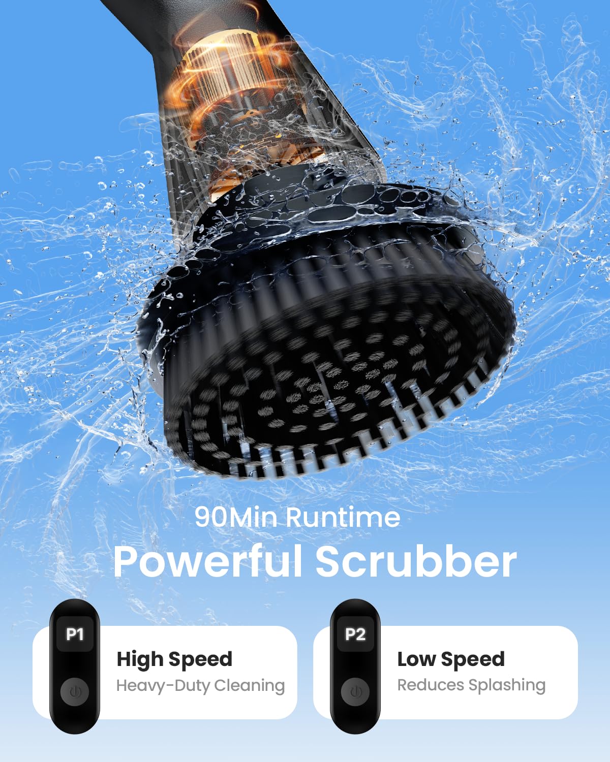 Electric Spin Scrubber, 2025 Upgraded Cordless Cleaning Brush Scrubber, IPX7 Waterproof Power Scrubber with 7 Brush Heads, Extended Handle and 2 Speeds for Bathroom Shower Bathtub Floor