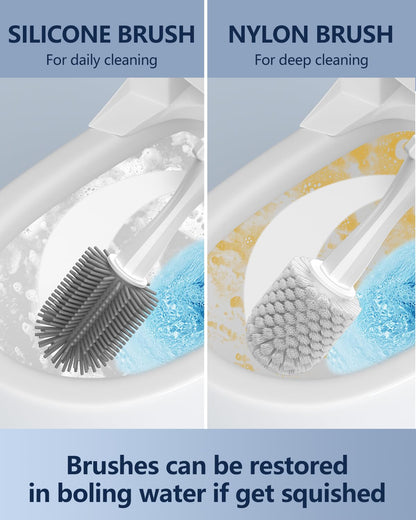 Electric Toilet Brush and Holder Set, Leebein 10 in 1 Electric Toilet Bowl Cleaning Kit with Replaceable Brushes, Nylon and Silicone Toilet Brush, 6 Refills Disposable Cleaner Brush, 2 Crevice Brushes