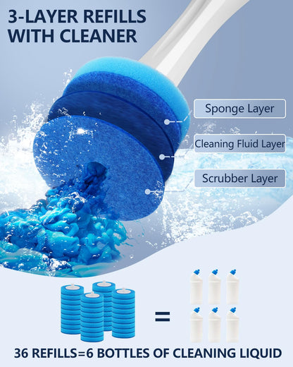 Electric Toilet Brush and Holder Set, Leebein 10 in 1 Electric Toilet Bowl Cleaning Kit with Replaceable Brushes, Nylon and Silicone Toilet Brush, 6 Refills Disposable Cleaner Brush, 2 Crevice Brushes