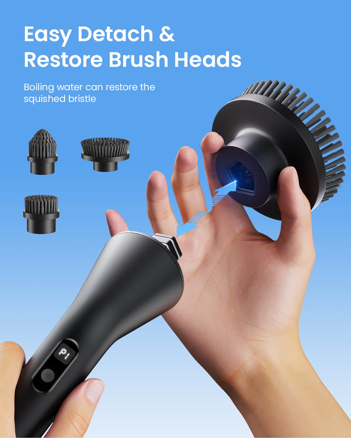 Electric Spin Scrubber, 2025 Upgraded Cordless Cleaning Brush Scrubber, IPX7 Waterproof Power Scrubber with 7 Brush Heads, Extended Handle and 2 Speeds for Bathroom Shower Bathtub Floor
