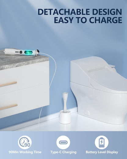 Electric Toilet Brush and Holder Set, Leebein 10 in 1 Electric Toilet Bowl Cleaning Kit with Replaceable Brushes, Nylon and Silicone Toilet Brush, 6 Refills Disposable Cleaner Brush, 2 Crevice Brushes