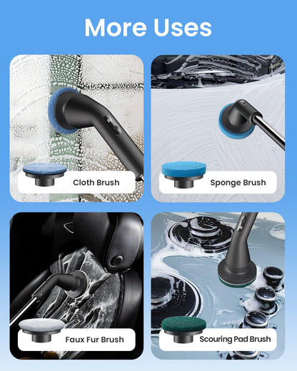 Electric Spin Scrubber, 2025 Upgraded Cordless Cleaning Brush Scrubber, IPX7 Waterproof Power Scrubber with 7 Brush Heads, Extended Handle and 2 Speeds for Bathroom Shower Bathtub Floor